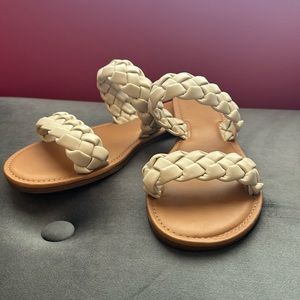 Braided slip on sandals